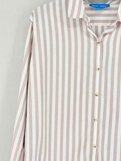 Pre - loved MIH JEANS Pink & White Striped Size Small Shirt at Reems Closet