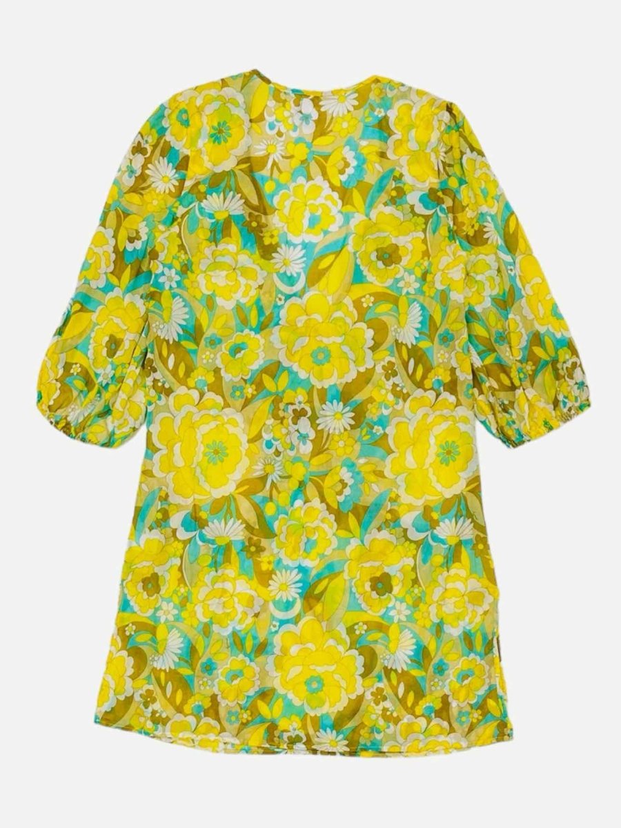 Pre - loved MILLY Mini Yellow Multicolor Floral Mini Dress at Reems Closet