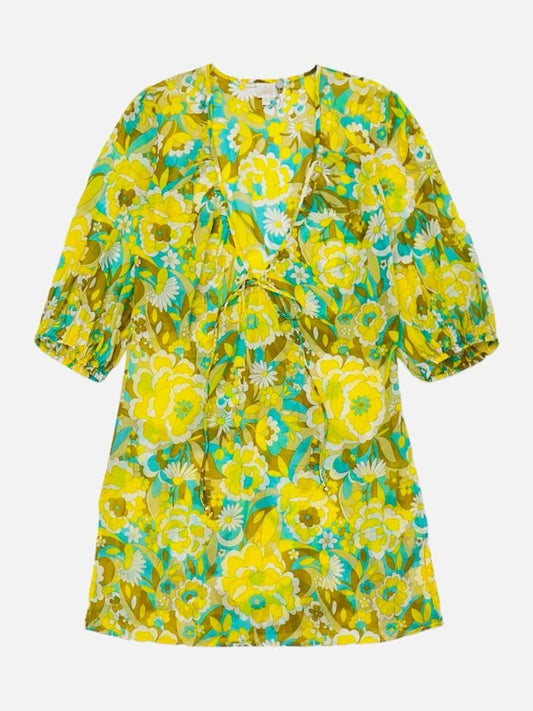 Pre - loved MILLY Mini Yellow Multicolor Floral Mini Dress at Reems Closet