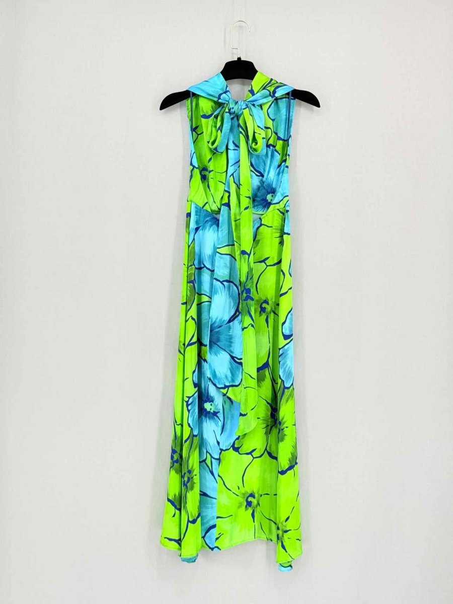 Pre - loved MIRAE Camilla Blue & Green Floral Size US 2 Midi Dress at Reems Closet