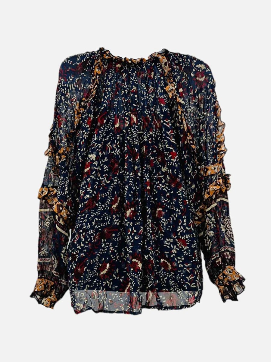 Pre-loved MISS JUNE Navy Blue Multicolor Printed Top from Reems Closet