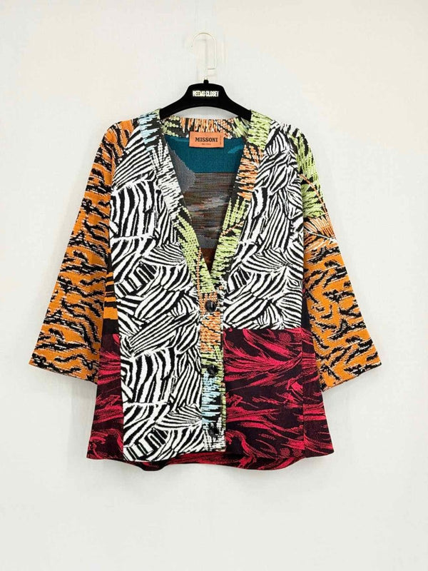 Pre - loved MISSONI 2020 Black Multicolor Size US 2 Cardigan at Reems Closet