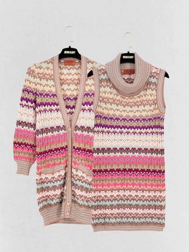 Pre - loved MISSONI Brown Multicolor Chevron Size US 2 2 PC Top at Reems Closet