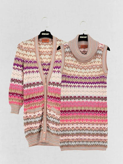 Pre - loved MISSONI Brown Multicolor Chevron Size US 2 2 PC Top at Reems Closet
