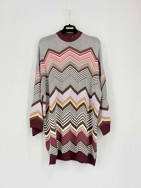 Pre-loved MISSONI Brown Multicolor Zigzag Size Medium Sweater at Reems Closet