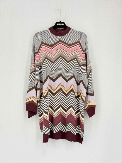 Pre-loved MISSONI Brown Multicolor Zigzag Size Medium Sweater at Reems Closet