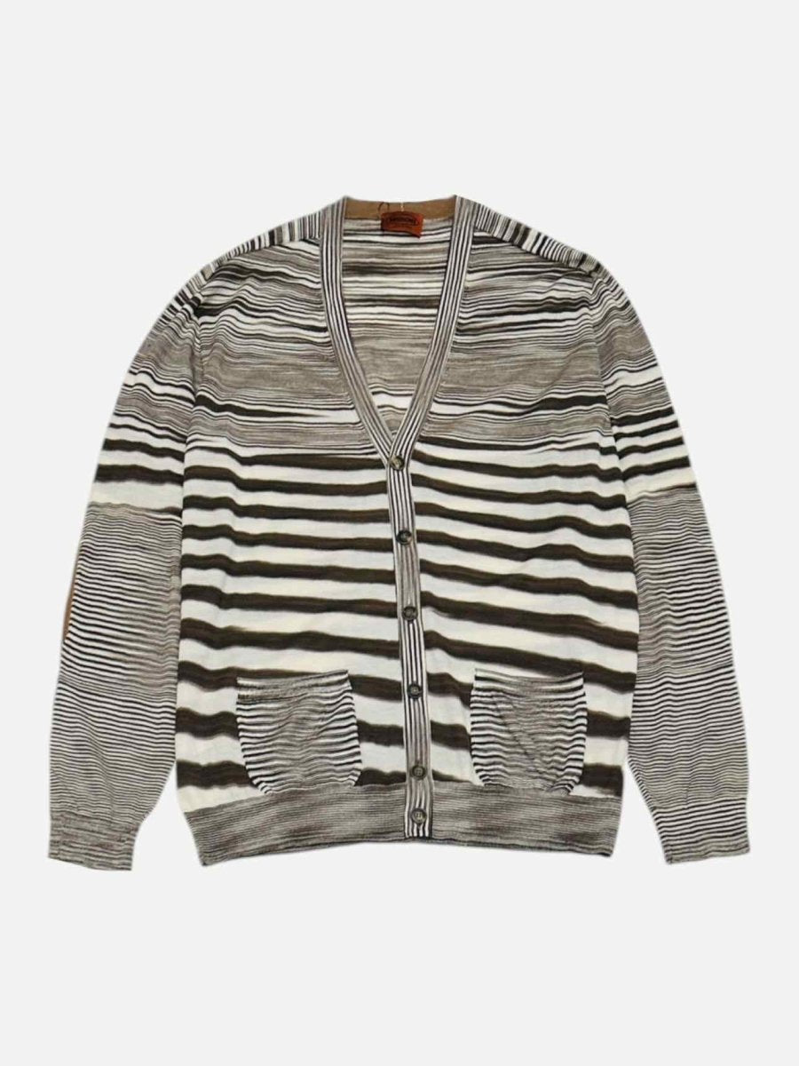 Pre - loved MISSONI Brown Striped Cardigan at Reems Closet