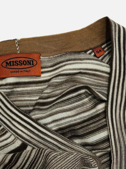 Pre - loved MISSONI Brown Striped Cardigan at Reems Closet