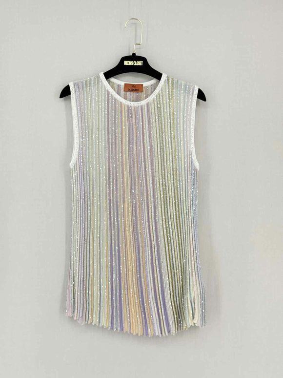 Pre - loved MISSONI Grey Multicolor Ribbed Size US 10 Top at Reems Closet