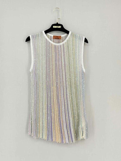 Pre - loved MISSONI Grey Multicolor Ribbed Size US 10 Top at Reems Closet