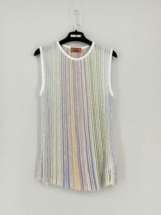 Pre - loved MISSONI Grey Multicolor Ribbed Size US 10 Top at Reems Closet