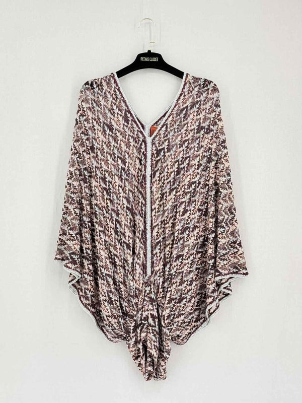 Pre-loved MISSONI Kaftan Brown, Peach & Silver Size US 4 Top at Reems Closet