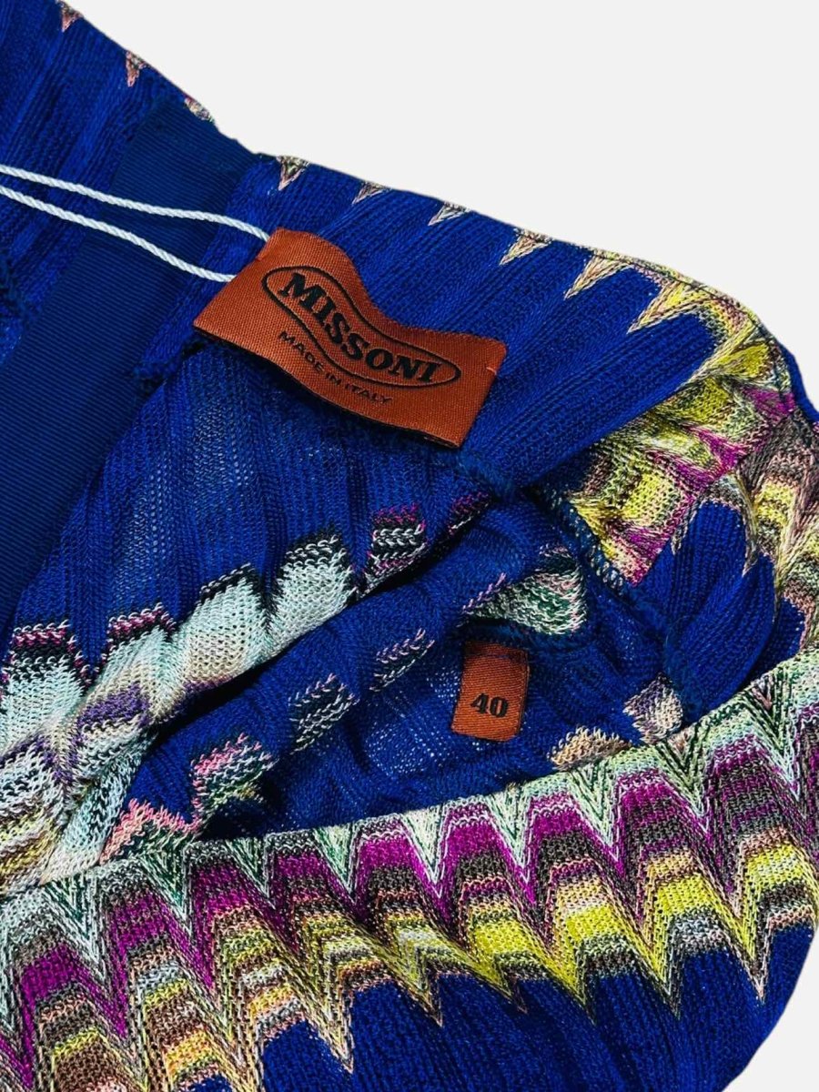 Pre - loved MISSONI Knit Blue Multicolor Chevron Jumpsuit at Reems Closet