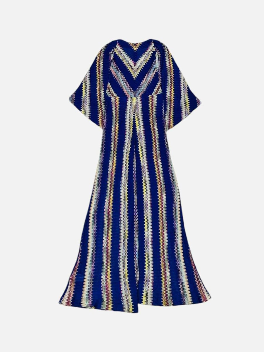 Pre - loved MISSONI Knit Blue Multicolor Chevron Jumpsuit at Reems Closet