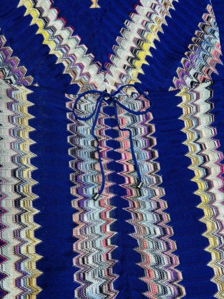 Pre - loved MISSONI Knit Blue Multicolor Chevron Jumpsuit at Reems Closet