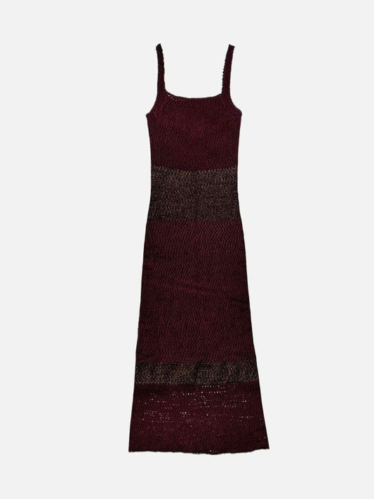 Pre - loved MISSONI Knit Burgundy & Brown Long Dress at Reems Closet