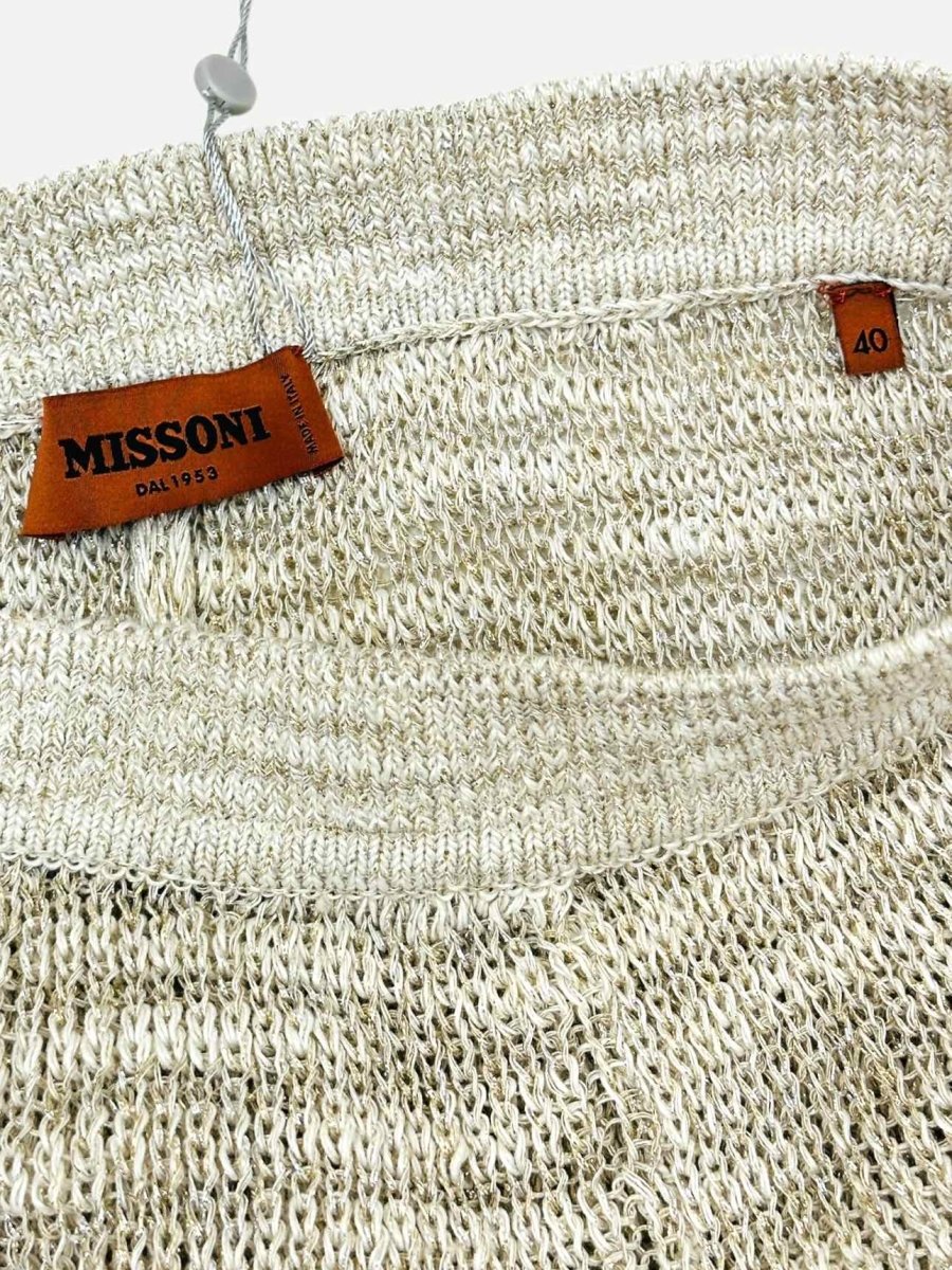 Pre - loved MISSONI Knit Metallic Beige Flared Pants at Reems Closet