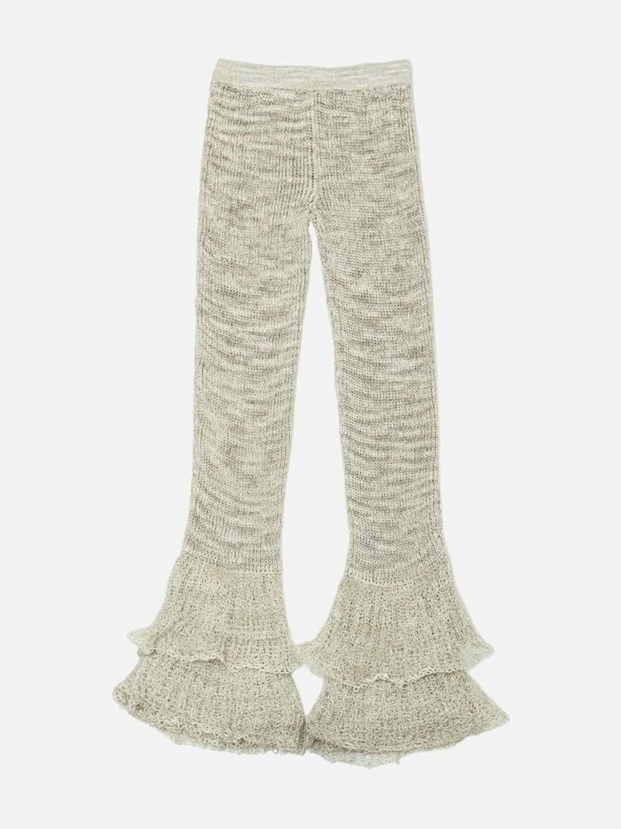 Pre - loved MISSONI Knit Metallic Beige Flared Pants at Reems Closet