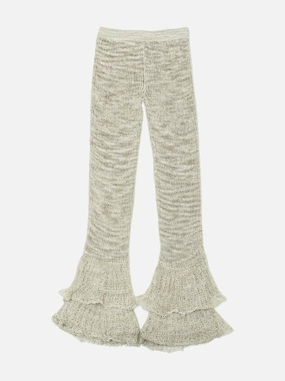 Pre - loved MISSONI Knit Metallic Beige Flared Pants at Reems Closet