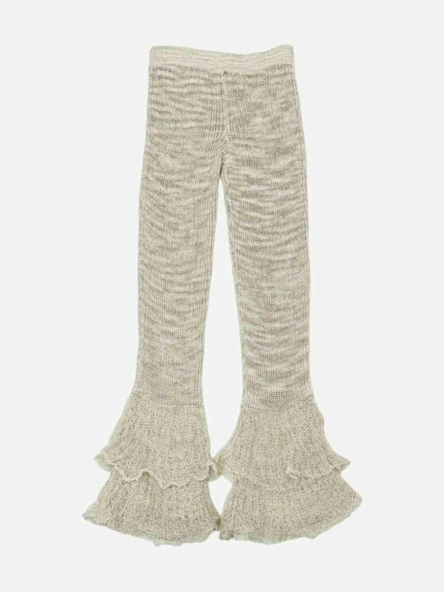 Pre - loved MISSONI Knit Metallic Beige Flared Pants at Reems Closet