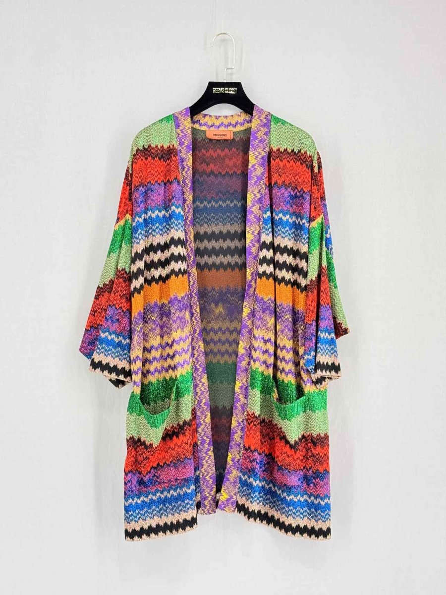 Pre-loved MISSONI Metallic Multicolor Chevron Size US 8 Cardigan at Reems Closet