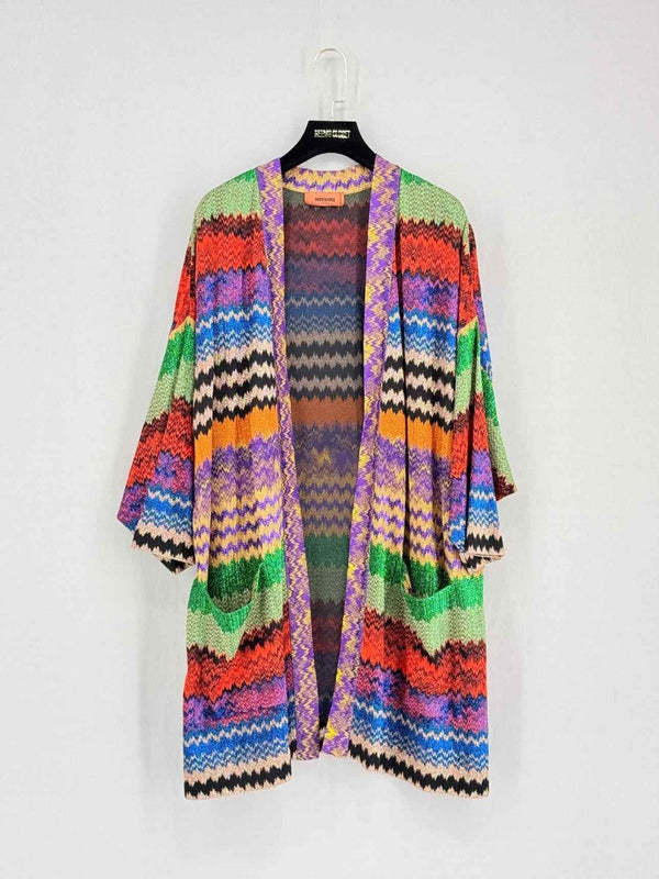 Pre-loved MISSONI Metallic Multicolor Chevron Size US 8 Cardigan at Reems Closet
