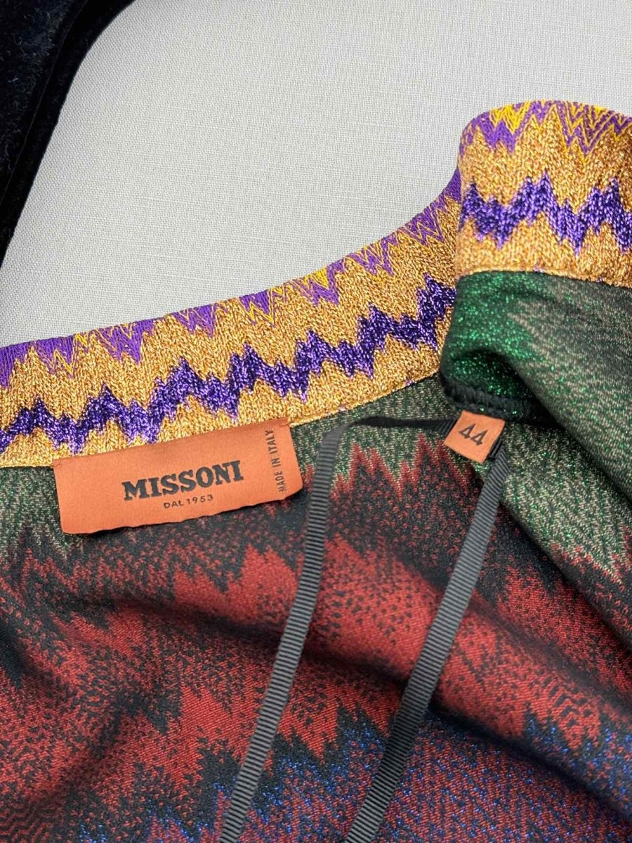 Pre-loved MISSONI Metallic Multicolor Chevron Size US 8 Cardigan at Reems Closet