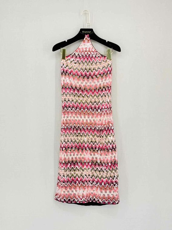 Pre-loved MISSONI Pink Multicolor Zigzag Size US 6 Short Dress at Reems Closet