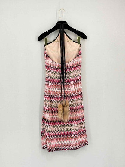 Pre-loved MISSONI Pink Multicolor Zigzag Size US 6 Short Dress at Reems Closet