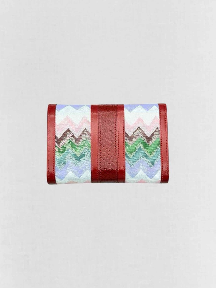 Pre - loved MISSONI Red Multicolor Zigzag Compact Wallet at Reems Closet