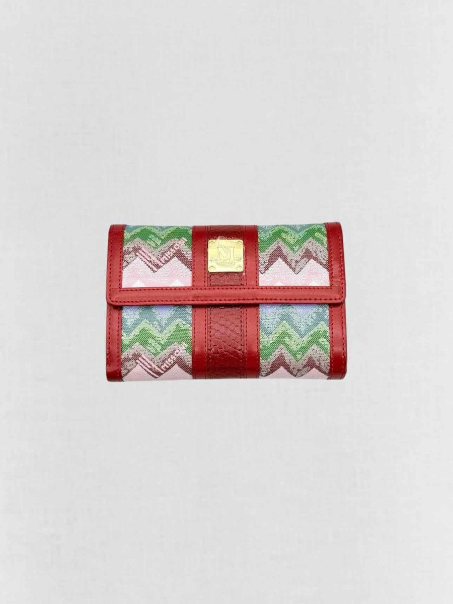 Pre - loved MISSONI Red Multicolor Zigzag Compact Wallet at Reems Closet