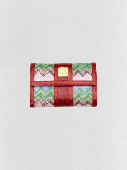 Pre - loved MISSONI Red Multicolor Zigzag Compact Wallet at Reems Closet