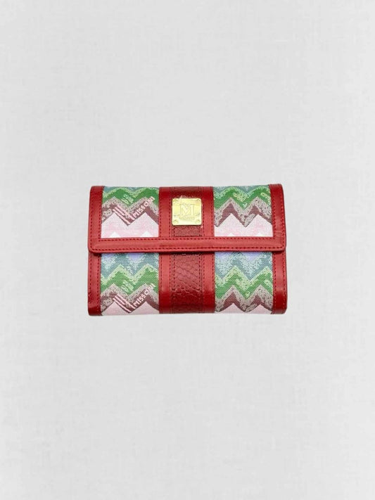 Pre - loved MISSONI Red Multicolor Zigzag Compact Wallet at Reems Closet