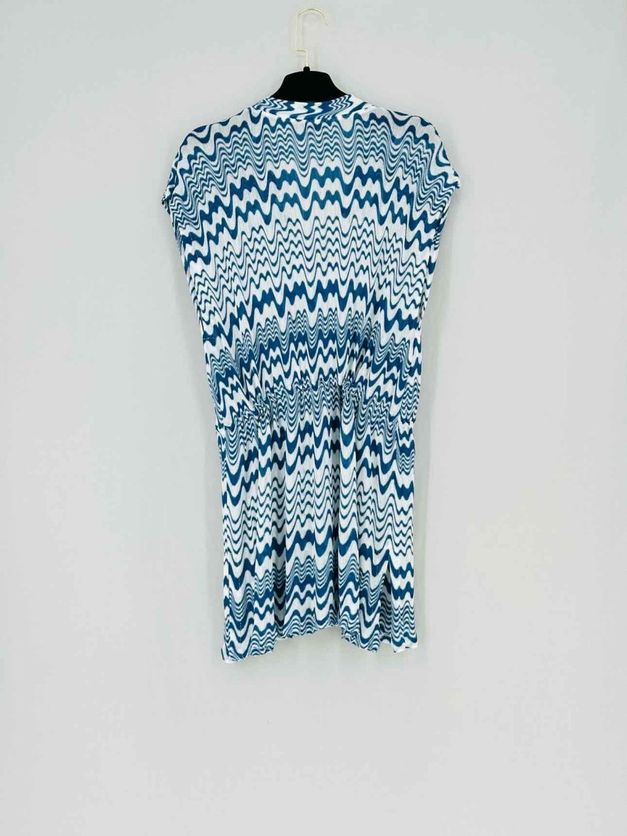 Pre - loved MISSONI Tie Waist Blue & White Size US 2 Short Dress at Reems Closet