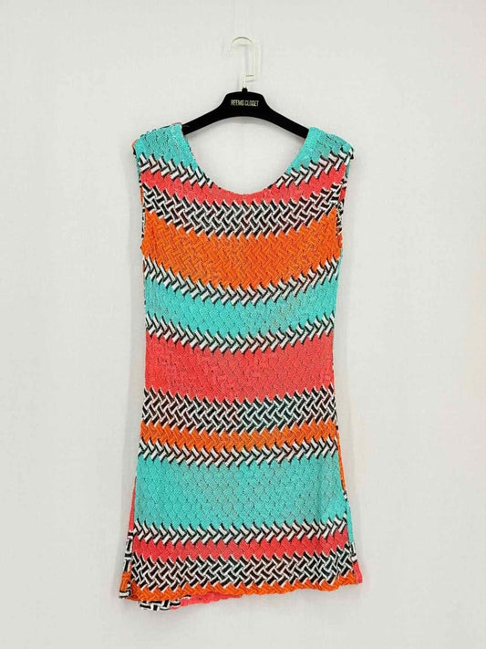 Pre - loved MISSONI Turquoise Multicolor Short Dress at Reems Closet