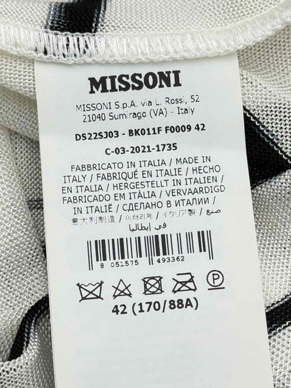 Pre-loved MISSONI White & Black Abstract Striped Size US 6 Shirt at Reems Closet