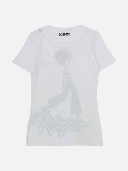 Pre - loved MISSONI White w/ Multicolor Print T-shirt at Reems Closet