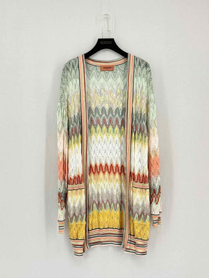 Pre-loved MISSONI Yellow Multicolor Zigzag Size US 4 Cardigan at Reems Closet