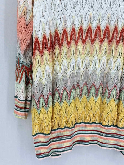 Pre-loved MISSONI Yellow Multicolor Zigzag Size US 4 Cardigan at Reems Closet