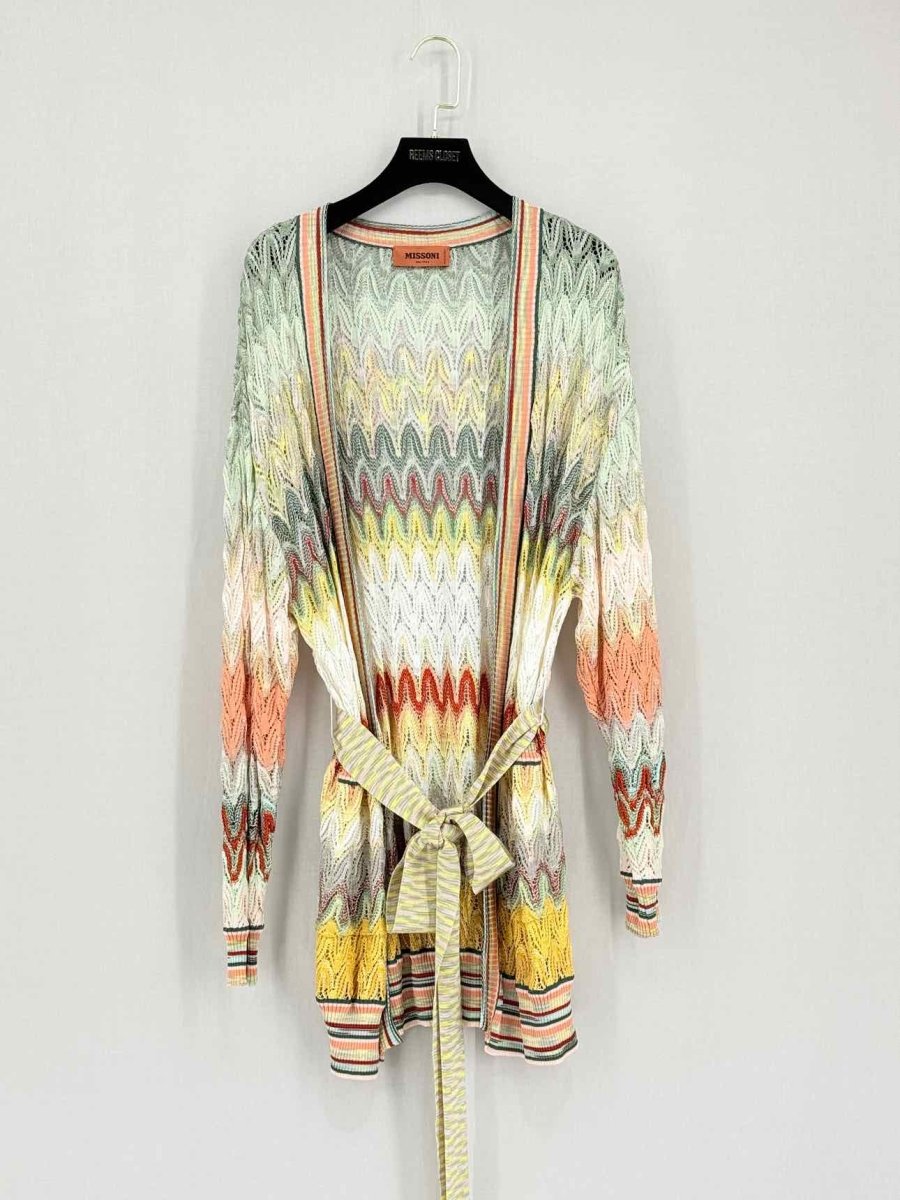 Pre-loved MISSONI Yellow Multicolor Zigzag Size US 4 Cardigan at Reems Closet