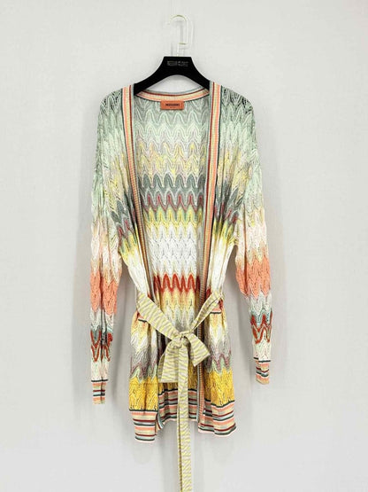 Pre-loved MISSONI Yellow Multicolor Zigzag Size US 4 Cardigan at Reems Closet
