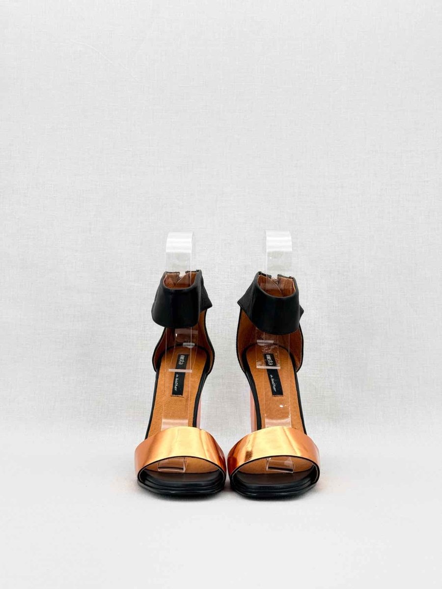 Pre - loved MISTA Ankle Strap Black & Bronze Heeled Sandals 37 at Reems Closet