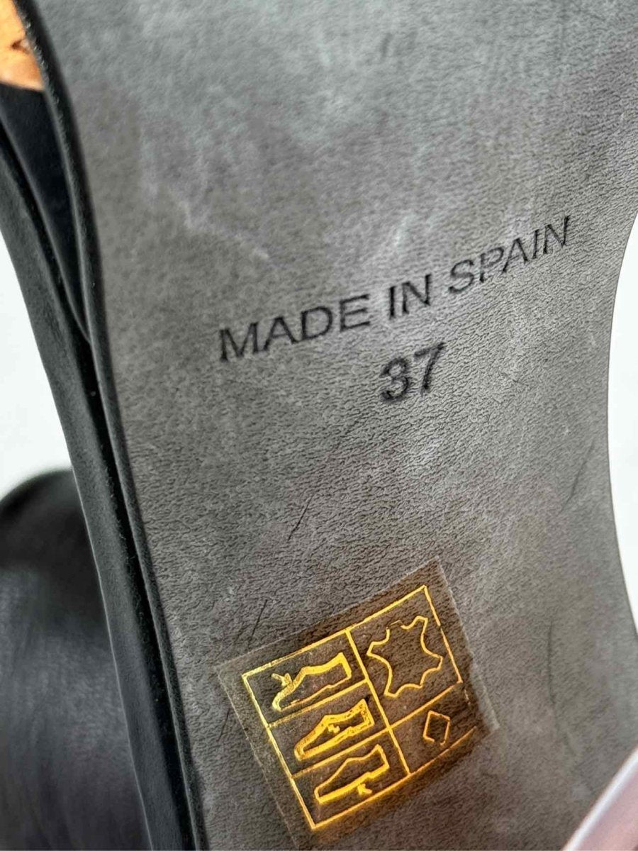 Pre - loved MISTA Ankle Strap Black & Bronze Heeled Sandals 37 at Reems Closet