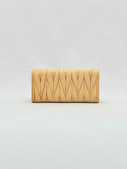 Pre - loved MIU MIU Beige Continental Wallet at Reems Closet