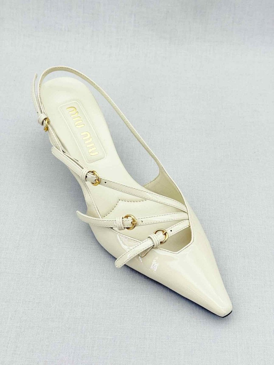 Pre - loved MIU MIU Beige Size EU 35.5 Slingbacks at Reems Closet