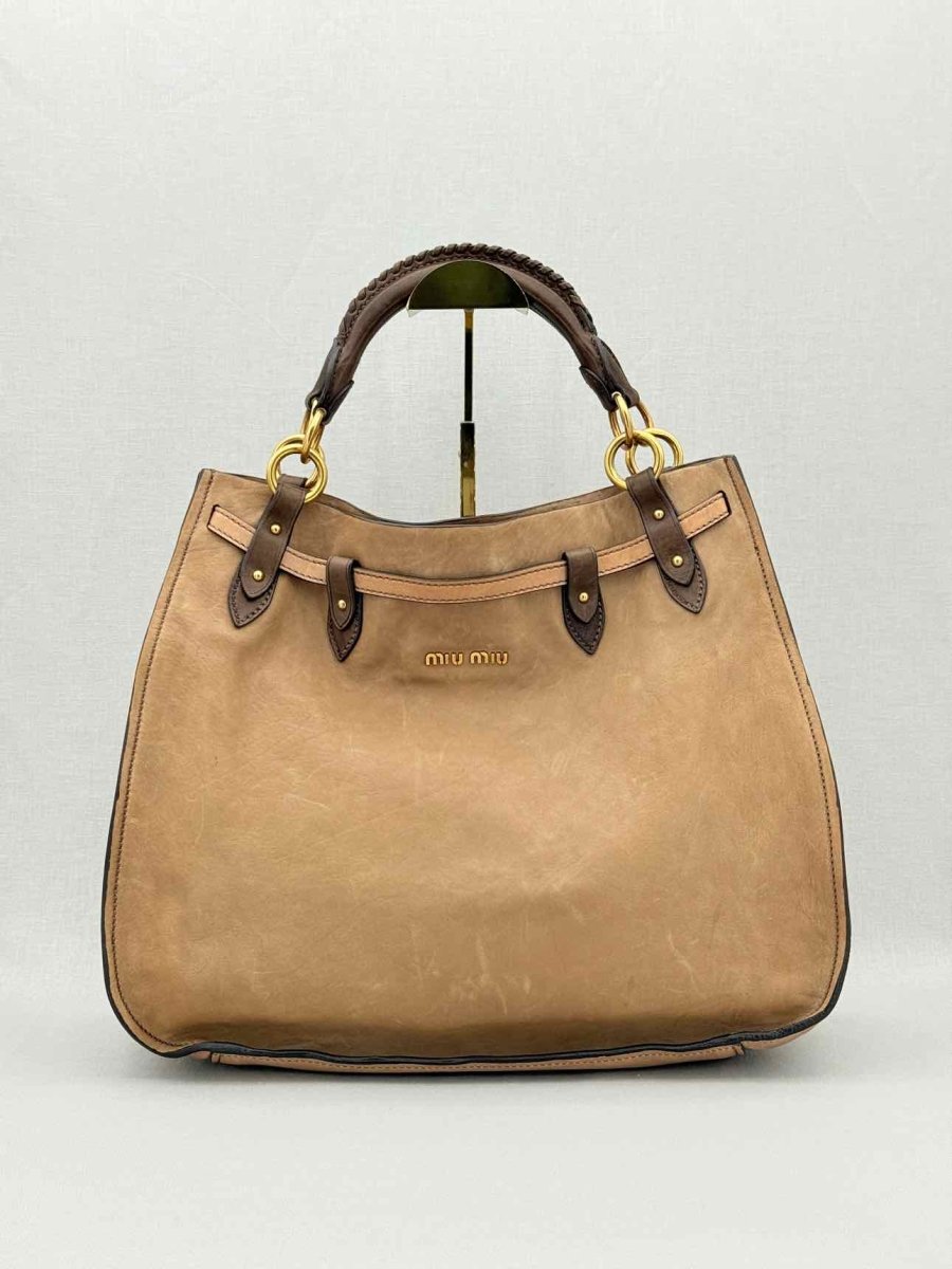 Pre - loved MIU MIU Beige Top Handle at Reems Closet