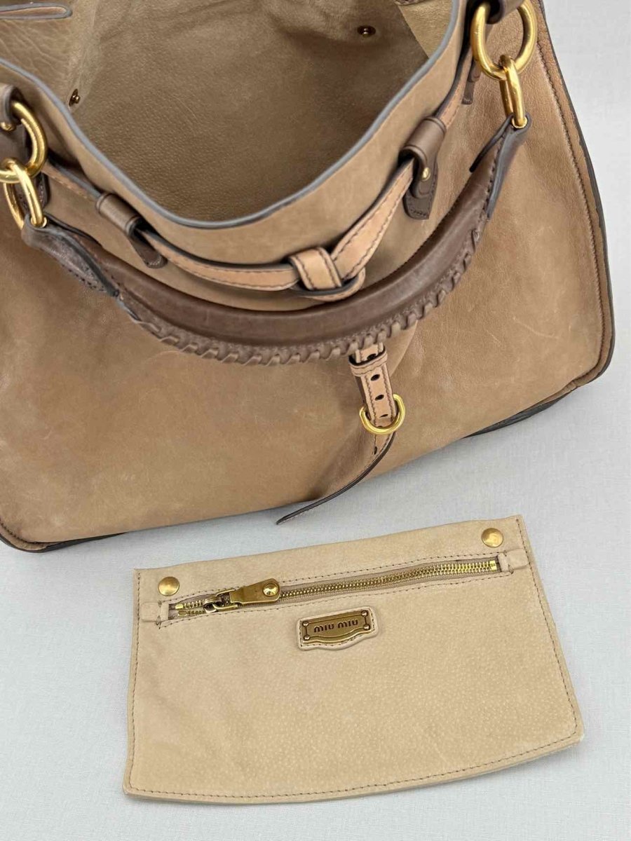 Pre - loved MIU MIU Beige Top Handle at Reems Closet