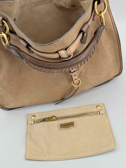 Pre - loved MIU MIU Beige Top Handle at Reems Closet