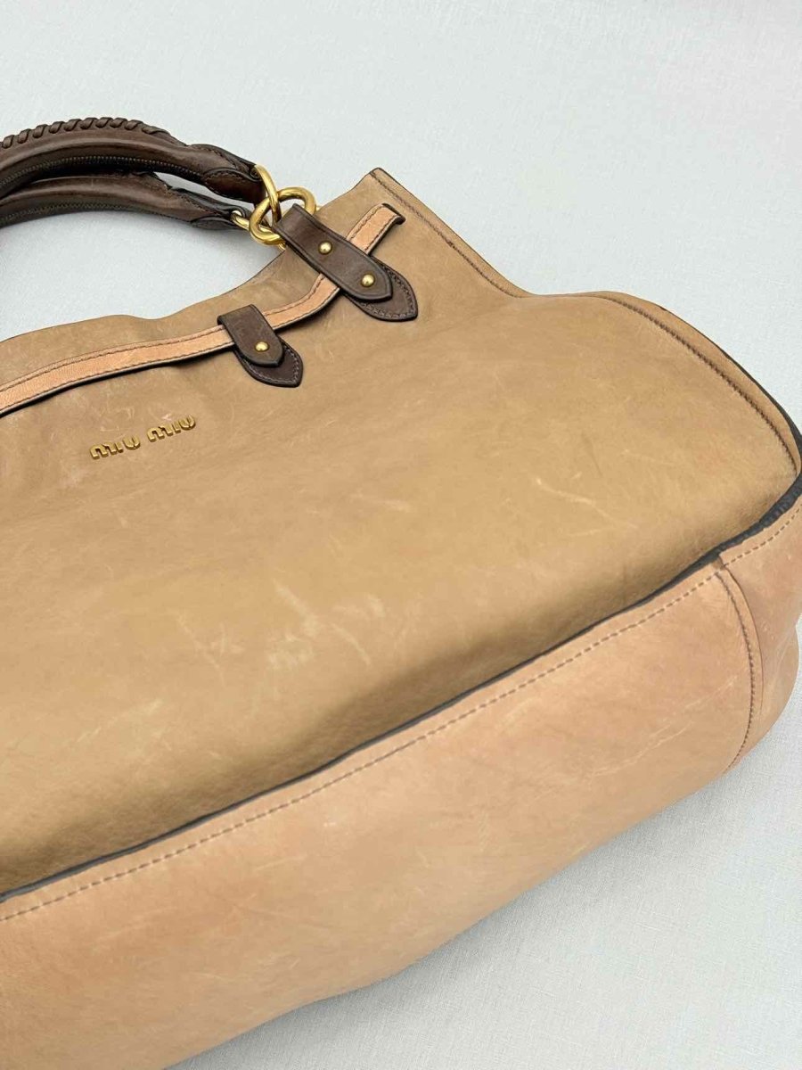 Pre - loved MIU MIU Beige Top Handle at Reems Closet