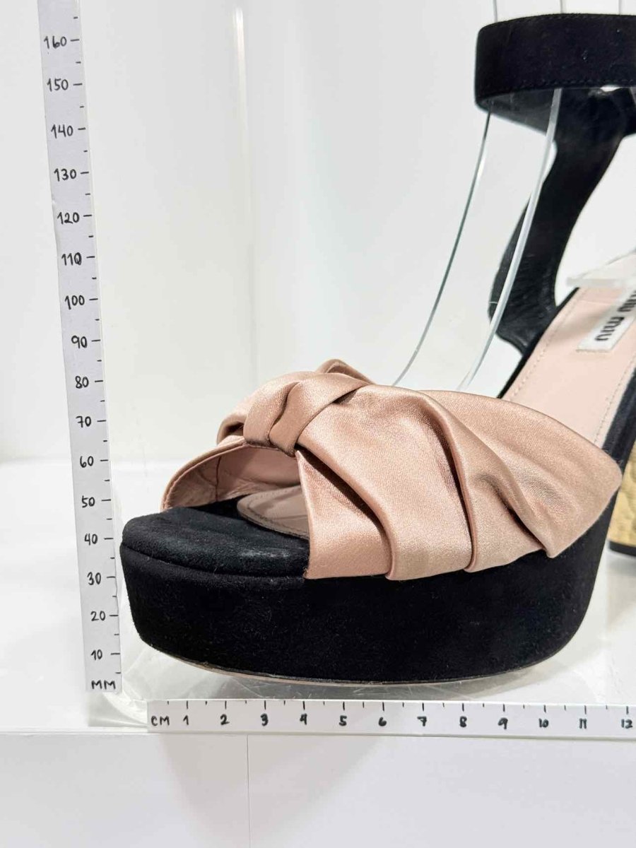 Pre - loved MIU MIU Black & Old Rose Size EU 40.5 Heeled Sandals at Reems Closet
